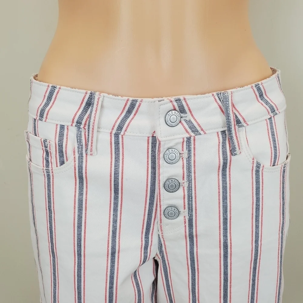 Old Navy Button Fly Folded Leg Stripe Jeans Shorts